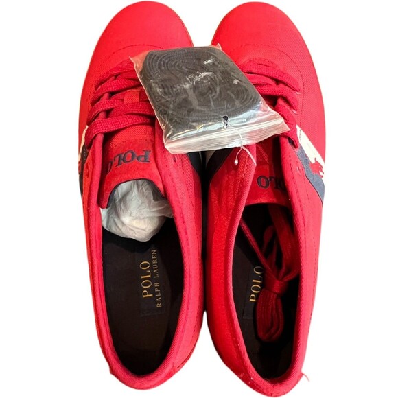 Ralph Lauren Polo Men’s 11D Sport Suede Sneakers Red Pony Halford Low Top New